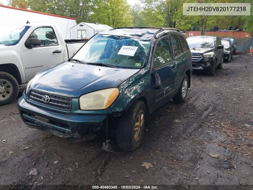 2002 Toyota Rav4 VIN: JTEHH20V820177218 Lot: 40493345