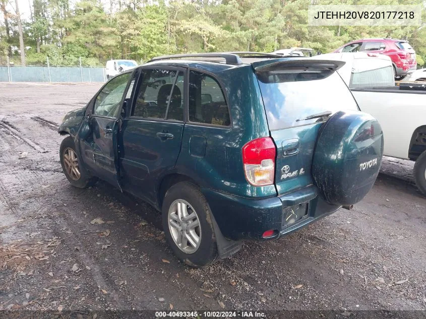 2002 Toyota Rav4 VIN: JTEHH20V820177218 Lot: 40493345