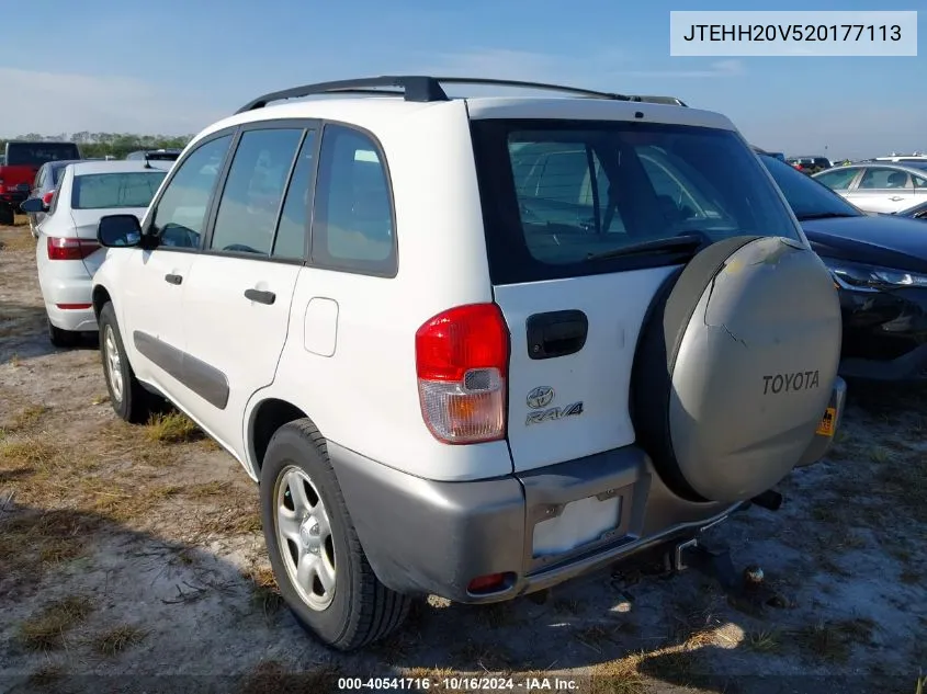 2002 Toyota Rav4 VIN: JTEHH20V520177113 Lot: 40541716