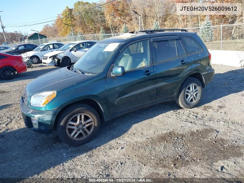 2002 Toyota Rav4 VIN: JTEGH20V526009612 Lot: 40658184