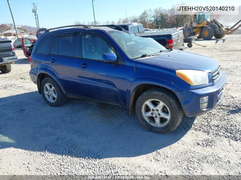 2002 Toyota Rav4 VIN: JTEHH20V520140210 Lot: 40672147