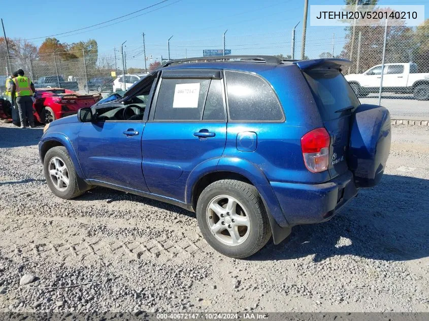 2002 Toyota Rav4 VIN: JTEHH20V520140210 Lot: 40672147