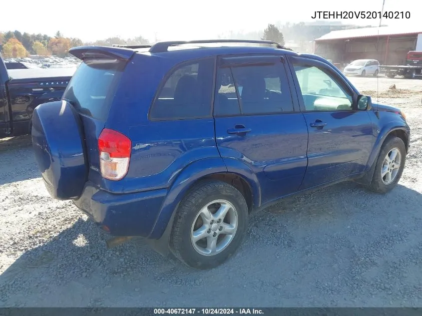 2002 Toyota Rav4 VIN: JTEHH20V520140210 Lot: 40672147