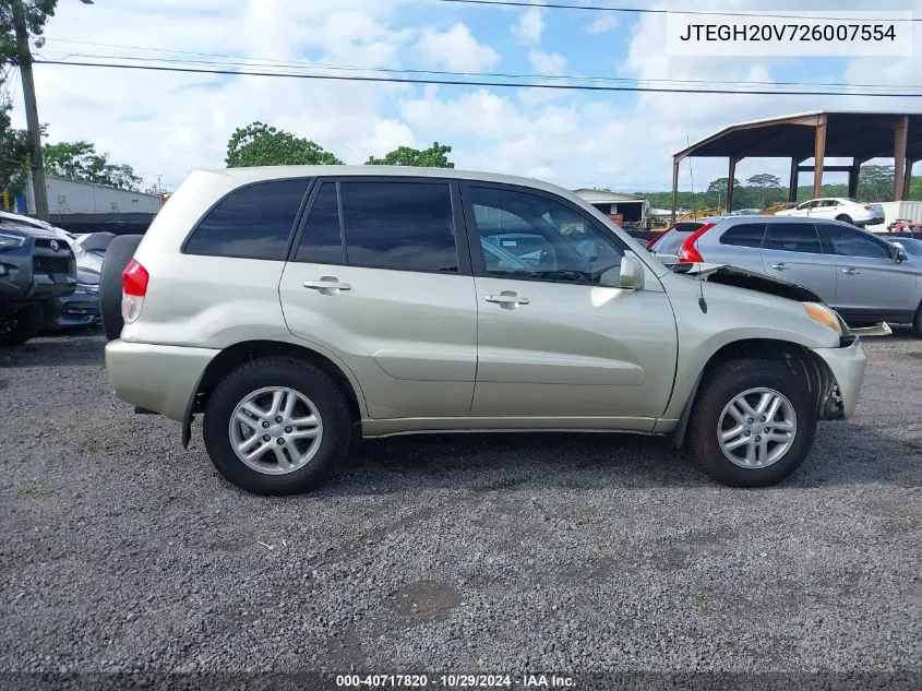 2002 Toyota Rav4 VIN: JTEGH20V726007554 Lot: 40717820