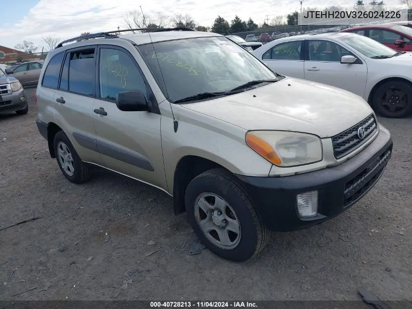 2002 Toyota Rav4 VIN: JTEHH20V326024226 Lot: 40728213