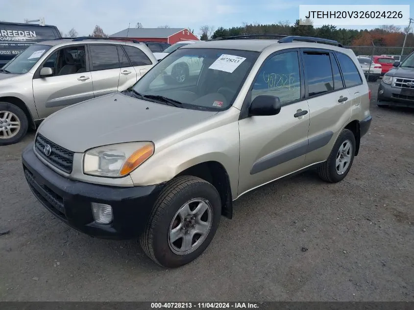 2002 Toyota Rav4 VIN: JTEHH20V326024226 Lot: 40728213