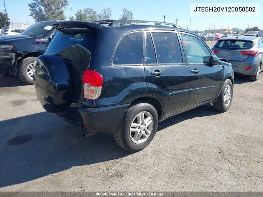 2002 Toyota Rav4 VIN: JTEGH20V120050502 Lot: 40744079