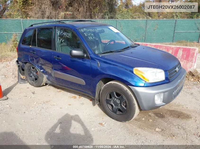 2002 Toyota Rav4 VIN: JTEGH20VX26002087 Lot: 40759928