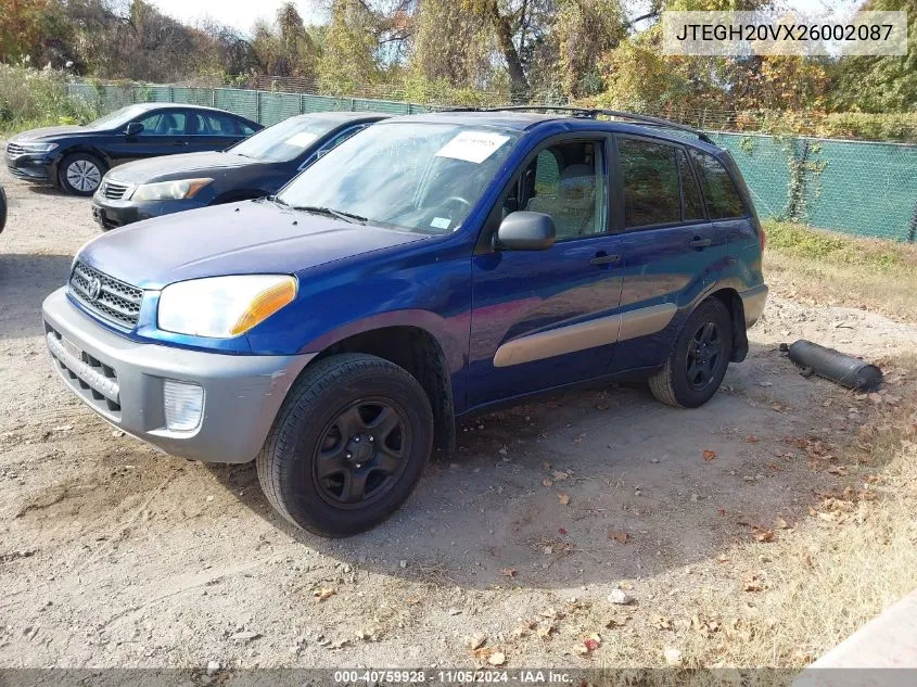 2002 Toyota Rav4 VIN: JTEGH20VX26002087 Lot: 40759928