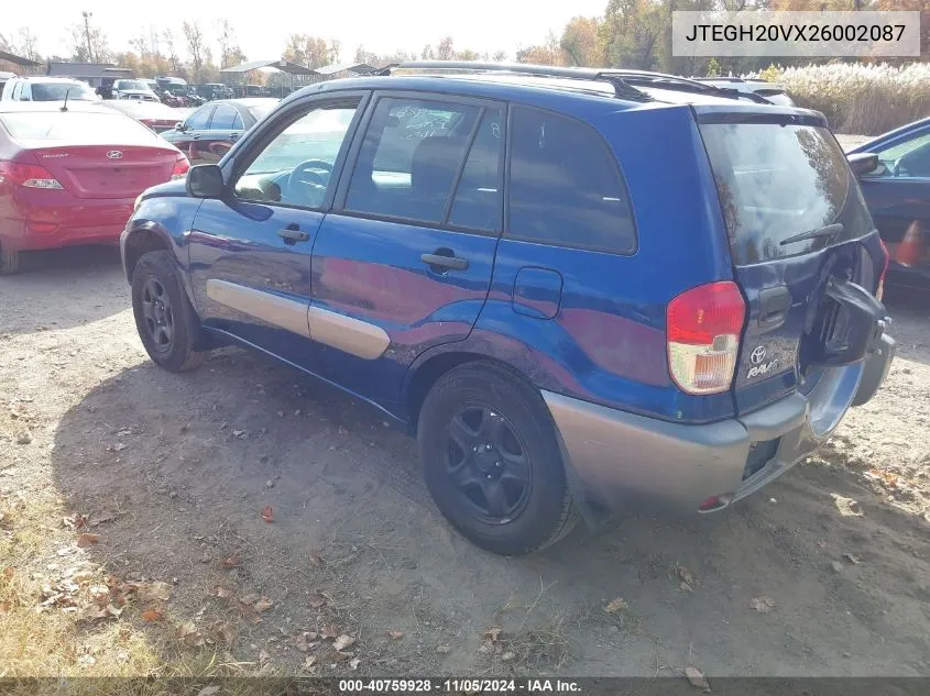 2002 Toyota Rav4 VIN: JTEGH20VX26002087 Lot: 40759928