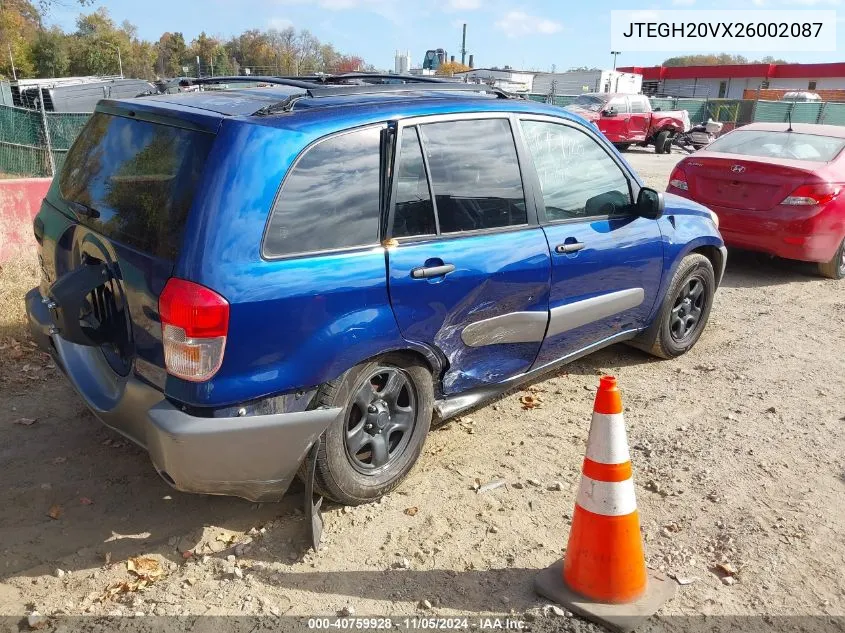 2002 Toyota Rav4 VIN: JTEGH20VX26002087 Lot: 40759928