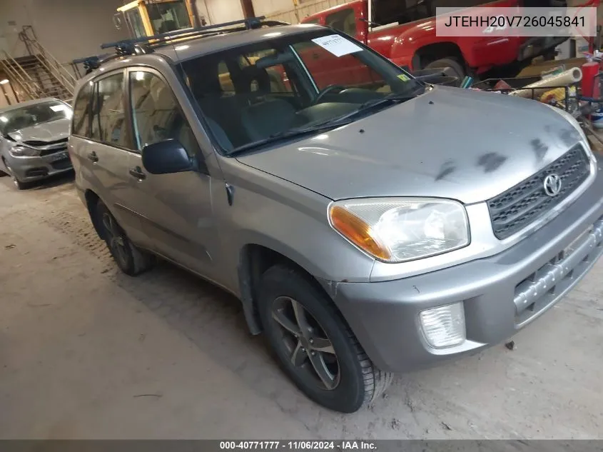 2002 Toyota Rav4 VIN: JTEHH20V726045841 Lot: 40771777