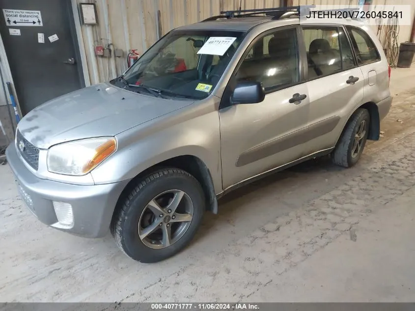 2002 Toyota Rav4 VIN: JTEHH20V726045841 Lot: 40771777