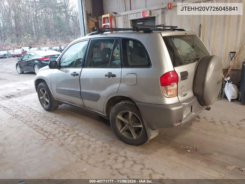 2002 Toyota Rav4 VIN: JTEHH20V726045841 Lot: 40771777