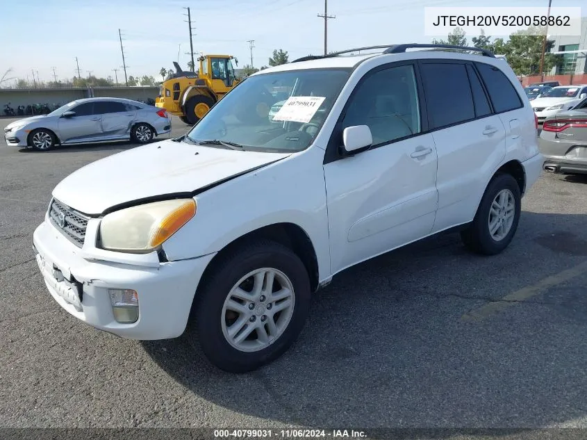 2002 Toyota Rav4 VIN: JTEGH20V520058862 Lot: 40799031