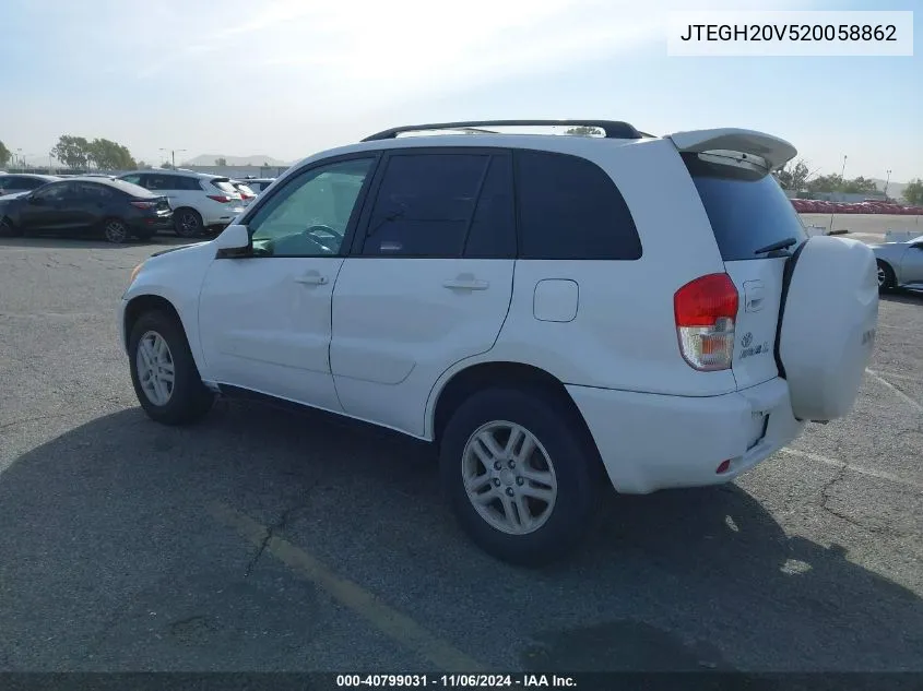 2002 Toyota Rav4 VIN: JTEGH20V520058862 Lot: 40799031