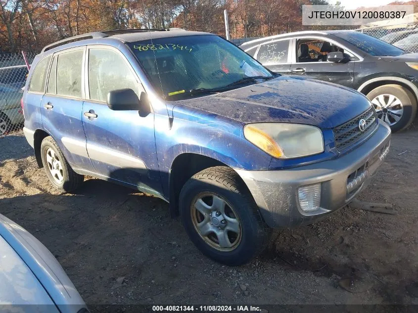 2002 Toyota Rav4 VIN: JTEGH20V120080387 Lot: 40821344