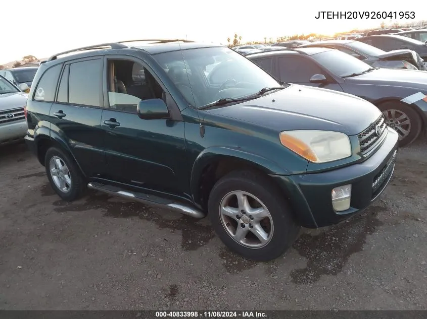 2002 Toyota Rav4 VIN: JTEHH20V926041953 Lot: 40833998