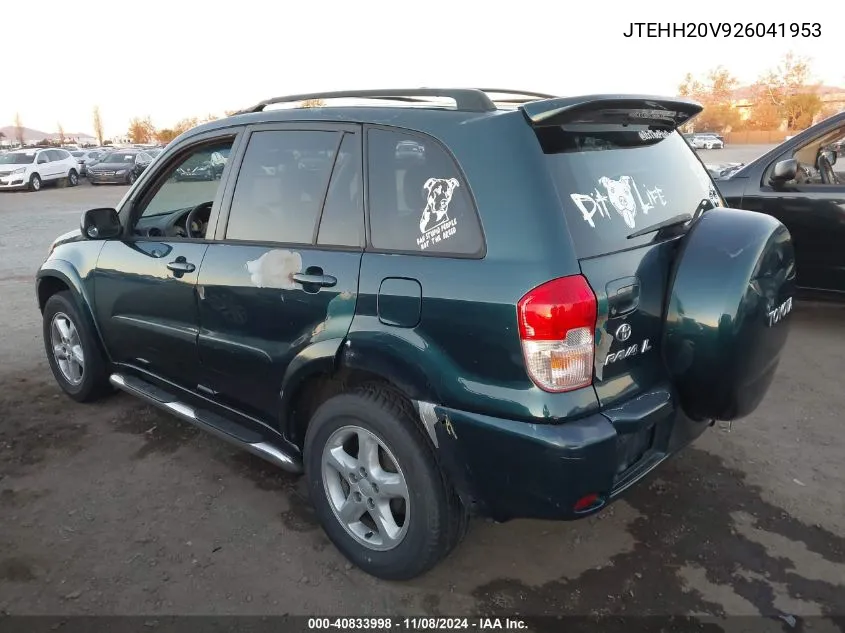 2002 Toyota Rav4 VIN: JTEHH20V926041953 Lot: 40833998