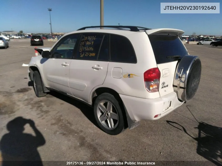 2003 Toyota Rav4 VIN: JTEHH20V230192640 Lot: 20175136