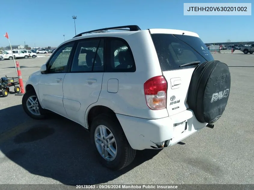 2003 Toyota Rav4 VIN: JTEHH20V630201002 Lot: 20178063