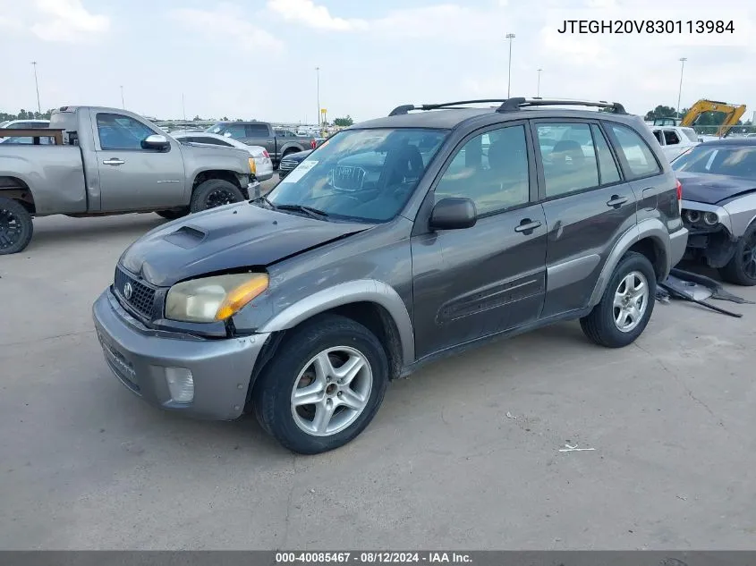 2003 Toyota Rav4 VIN: JTEGH20V830113984 Lot: 40085467