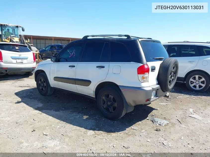 2003 Toyota Rav4 VIN: JTEGH20V630113031 Lot: 40310030