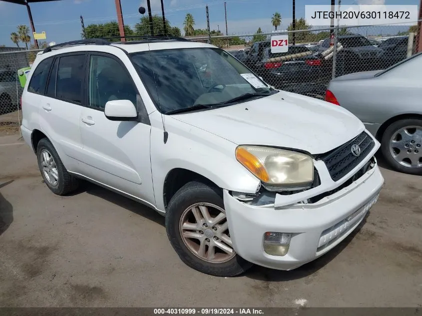 2003 Toyota Rav4 VIN: JTEGH20V630118472 Lot: 40310999