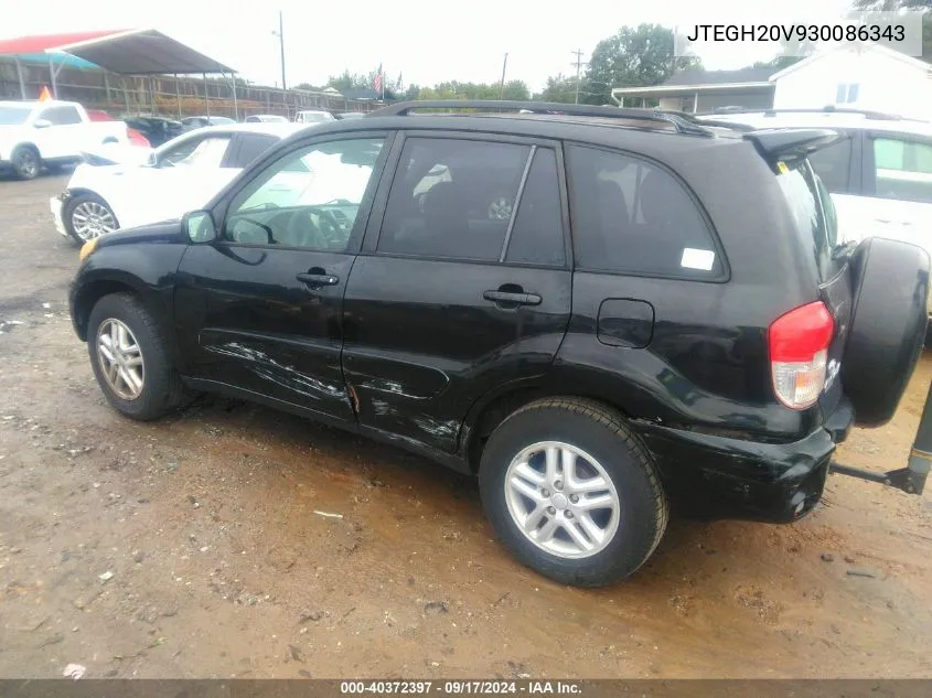 2003 Toyota Rav4 VIN: JTEGH20V930086343 Lot: 40372397