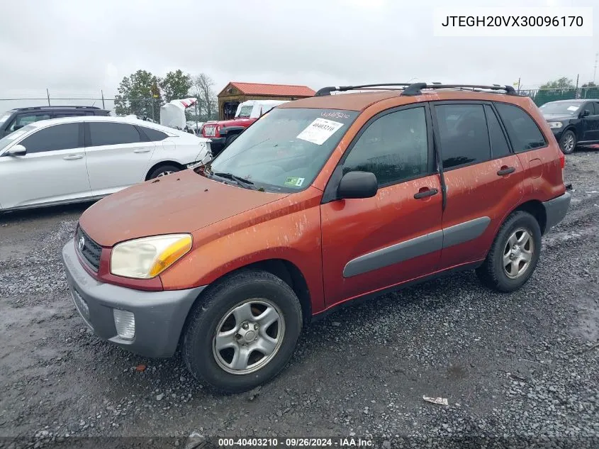 2003 Toyota Rav4 VIN: JTEGH20VX30096170 Lot: 40403210