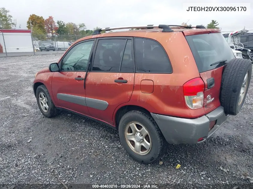 2003 Toyota Rav4 VIN: JTEGH20VX30096170 Lot: 40403210