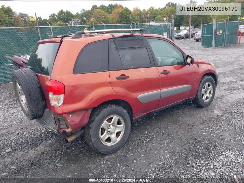 2003 Toyota Rav4 VIN: JTEGH20VX30096170 Lot: 40403210