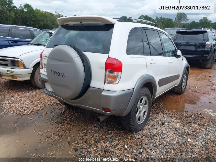 2003 Toyota Rav4 VIN: JTEGH20V330117862 Lot: 40440388