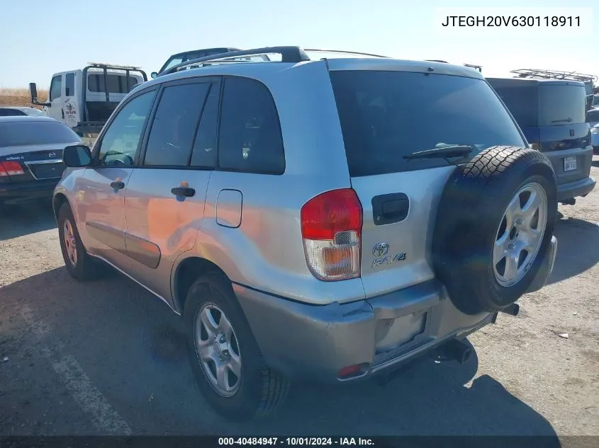 2003 Toyota Rav4 VIN: JTEGH20V630118911 Lot: 40484947