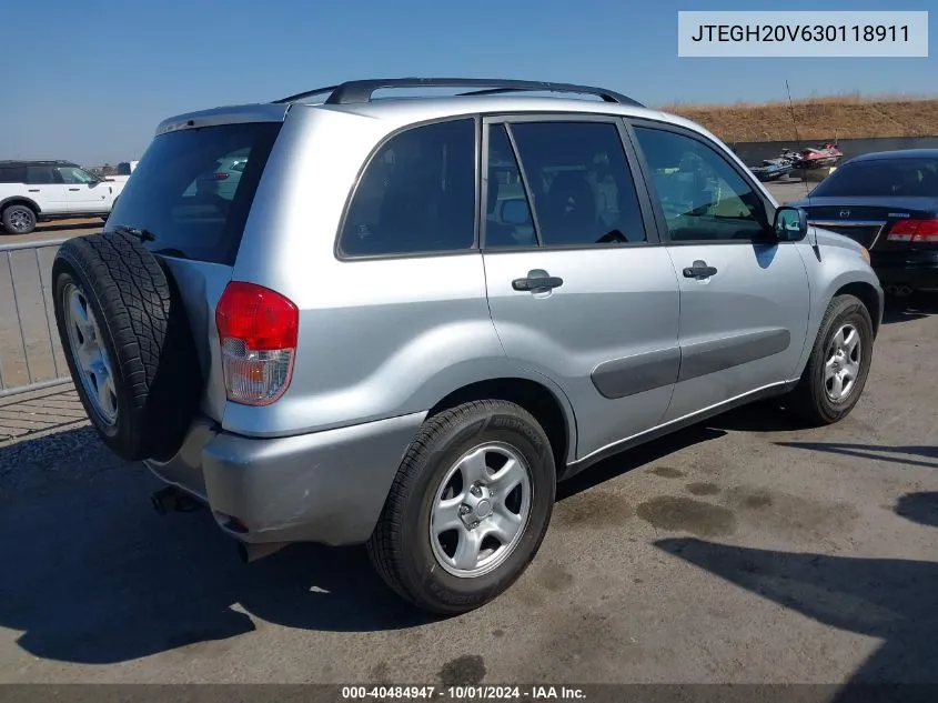 2003 Toyota Rav4 VIN: JTEGH20V630118911 Lot: 40484947