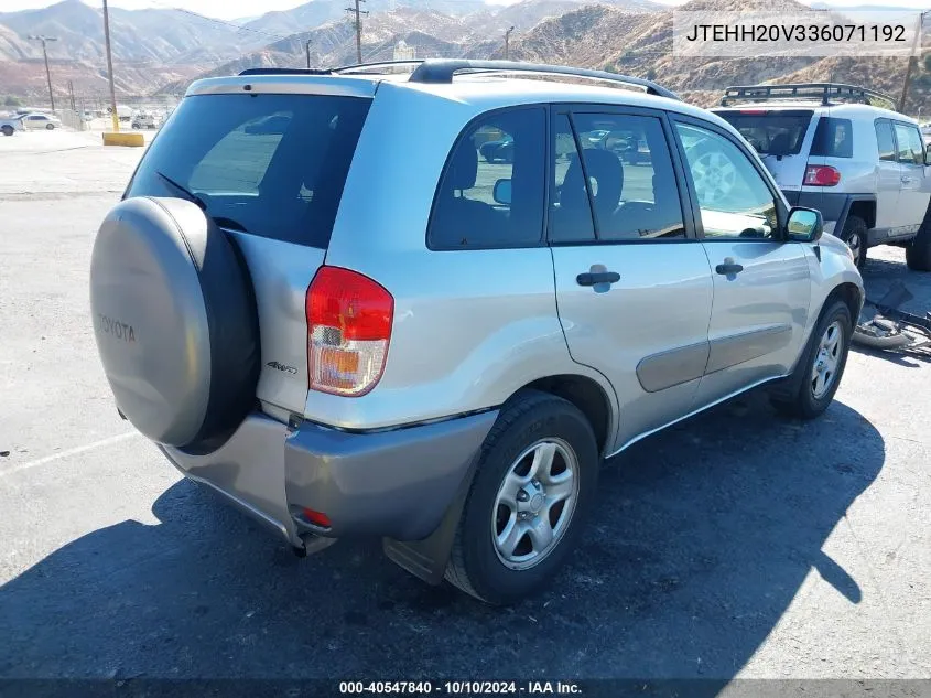 2003 Toyota Rav4 VIN: JTEHH20V336071192 Lot: 40547840