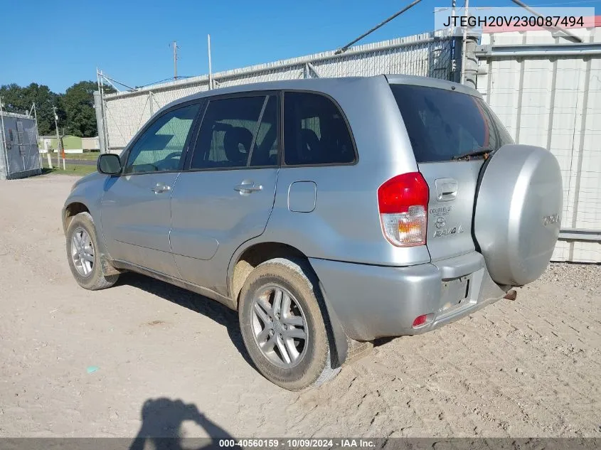 2003 Toyota Rav4 VIN: JTEGH20V230087494 Lot: 40560159