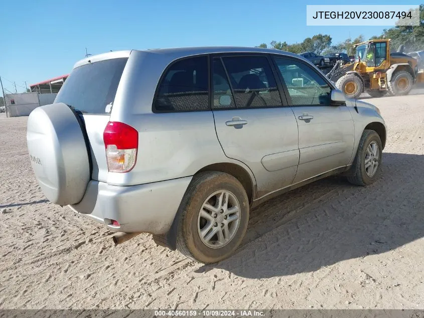 2003 Toyota Rav4 VIN: JTEGH20V230087494 Lot: 40560159