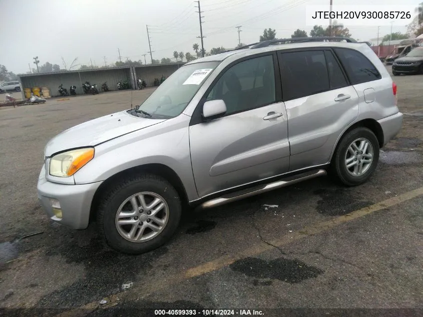 2003 Toyota Rav4 VIN: JTEGH20V930085726 Lot: 40599393