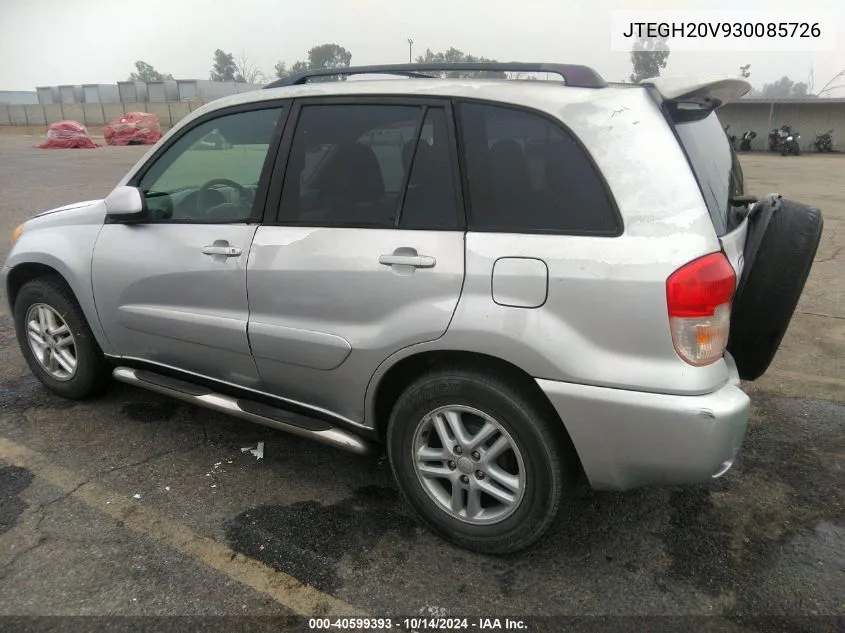 2003 Toyota Rav4 VIN: JTEGH20V930085726 Lot: 40599393