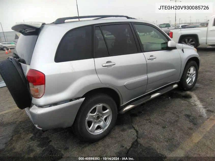 2003 Toyota Rav4 VIN: JTEGH20V930085726 Lot: 40599393