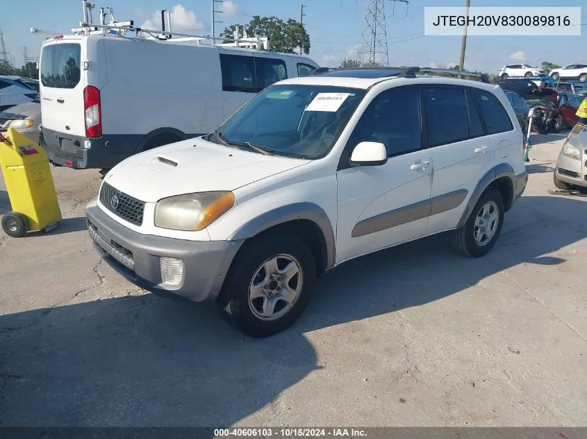 2003 Toyota Rav4 VIN: JTEGH20V830089816 Lot: 40606103