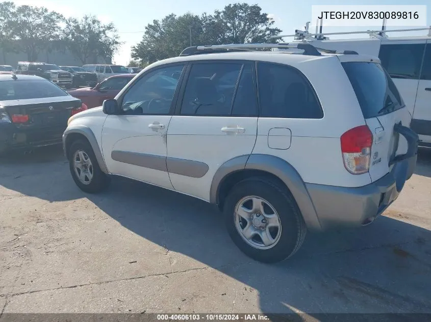 2003 Toyota Rav4 VIN: JTEGH20V830089816 Lot: 40606103