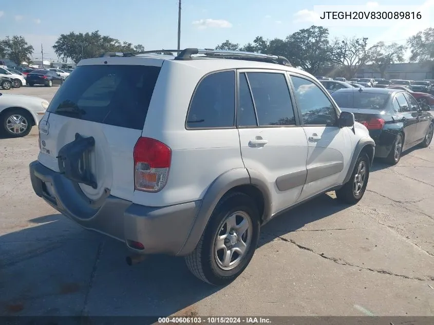 2003 Toyota Rav4 VIN: JTEGH20V830089816 Lot: 40606103