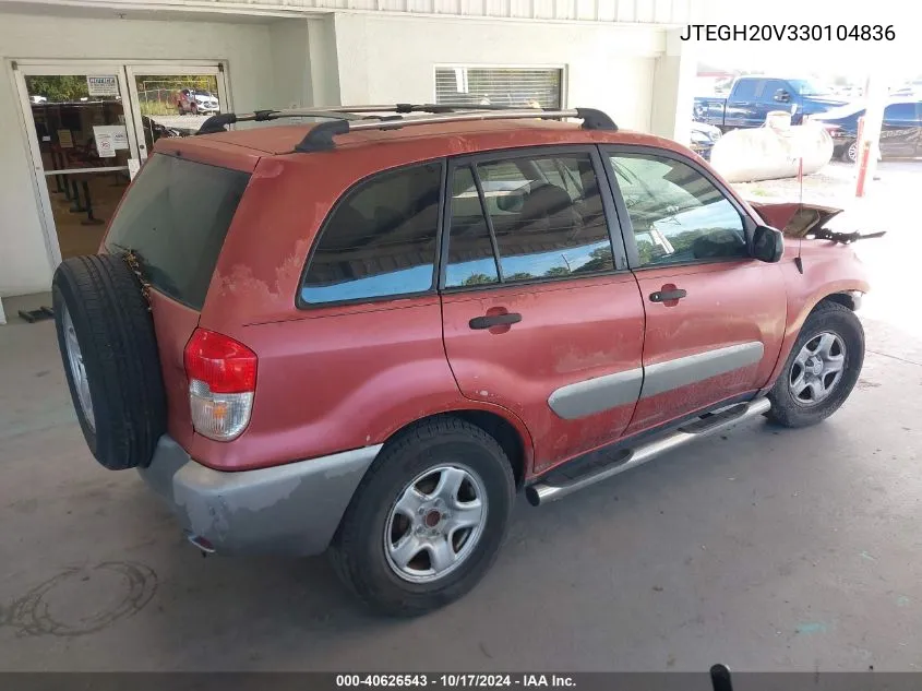 2003 Toyota Rav4 VIN: JTEGH20V330104836 Lot: 40626543