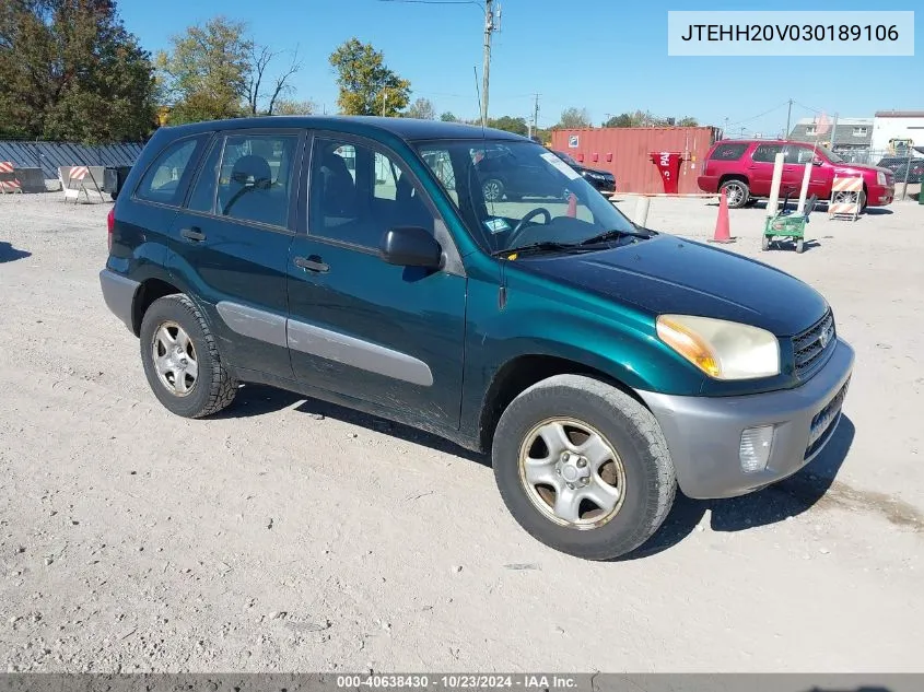 2003 Toyota Rav4 VIN: JTEHH20V030189106 Lot: 40638430