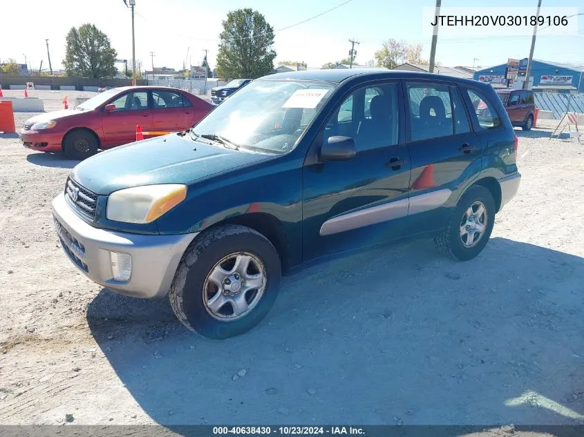 2003 Toyota Rav4 VIN: JTEHH20V030189106 Lot: 40638430