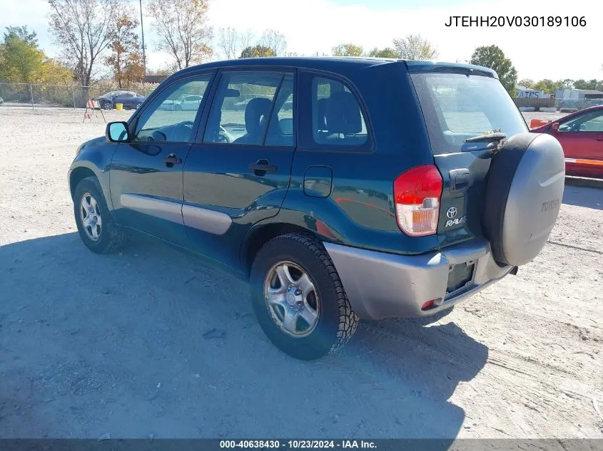 2003 Toyota Rav4 VIN: JTEHH20V030189106 Lot: 40638430