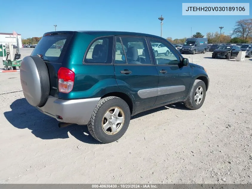 2003 Toyota Rav4 VIN: JTEHH20V030189106 Lot: 40638430