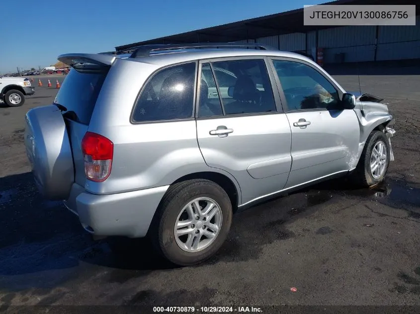 2003 Toyota Rav4 VIN: JTEGH20V130086756 Lot: 40730879